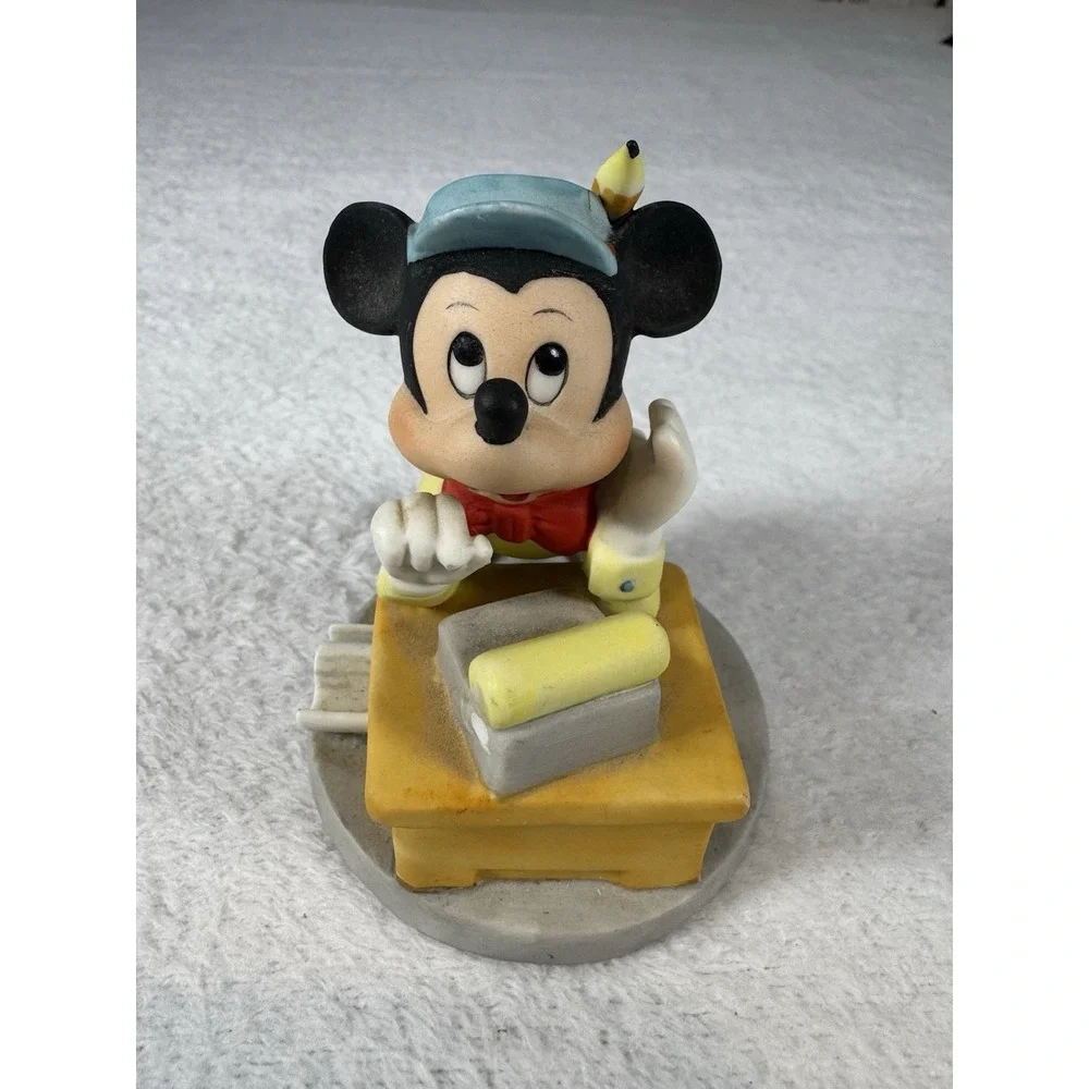 Vintage Disney Mickey Mouse School Desk Figurine Korea Ceramic Figure
